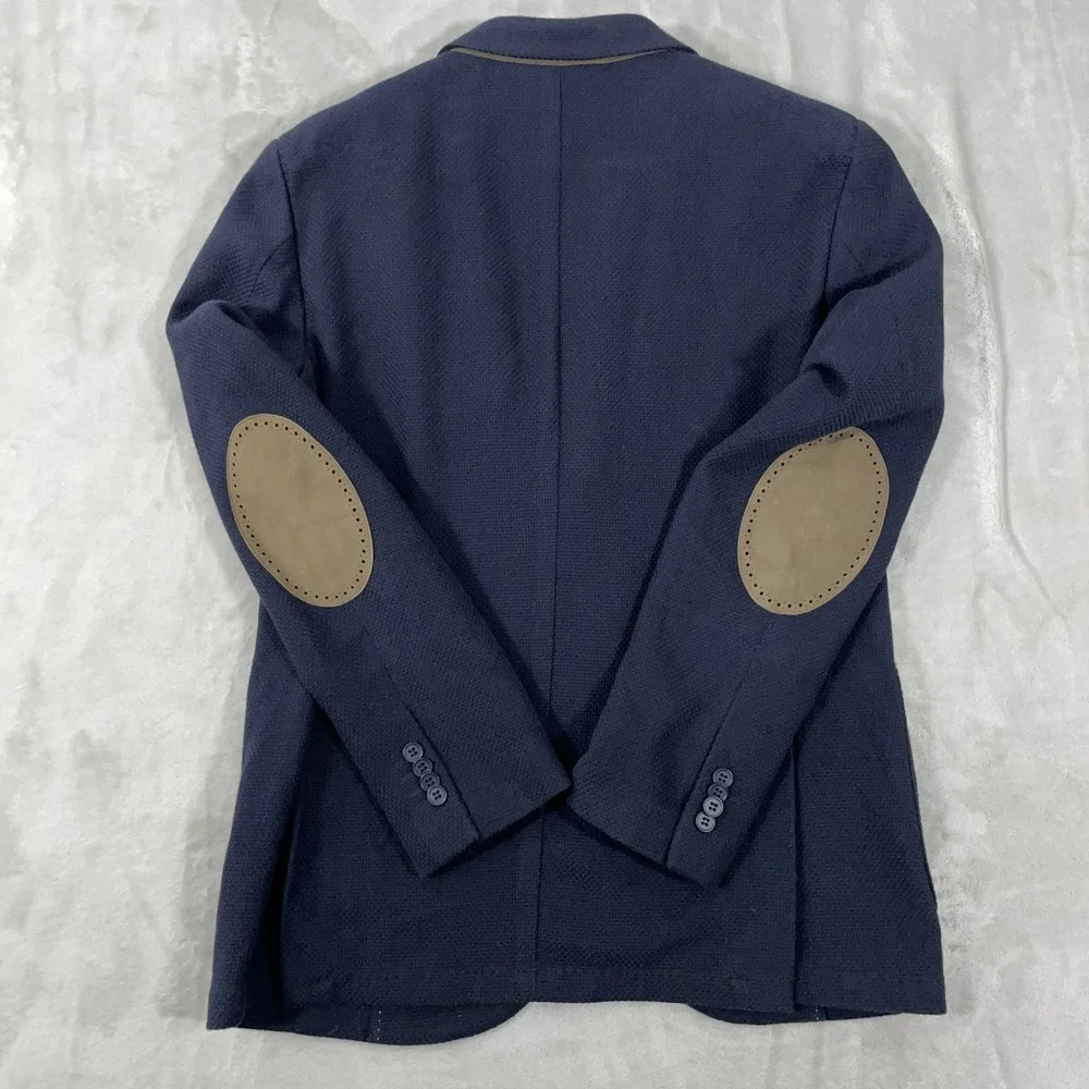 Il‎ Garbo Collection Angelico Blazer Mens 40 Tall Navy Blue Elbow Patches Coat